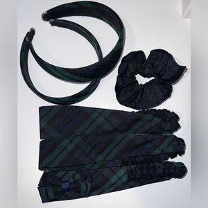 6 Piece Assorted Hair Accessory Bundle in Black Watch Plaid